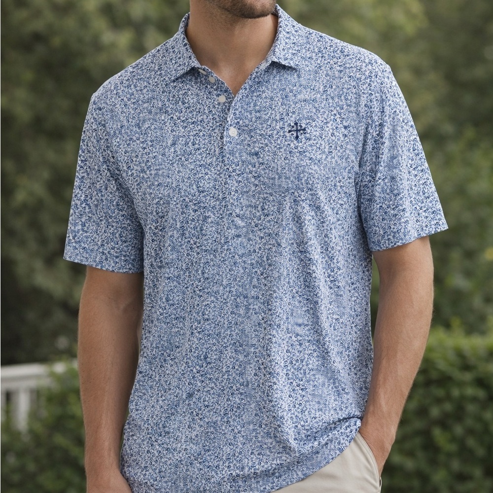 Men’s Ralph Lauren Sport Sz XL Blue Floral Golf Polo Casual Athletic Activewear